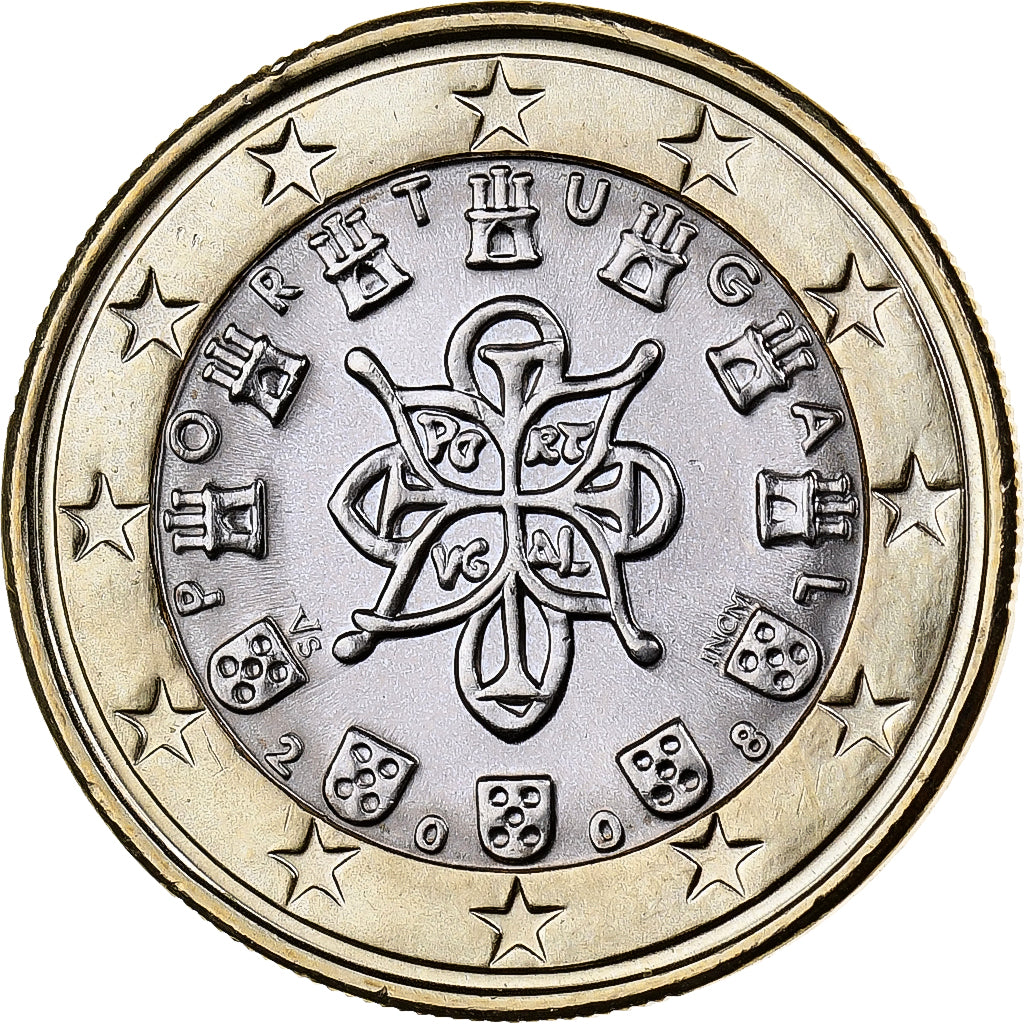 Portugal, 1 Euro, 2008, Lisbon, Bi-Metallic, MS(60-62)