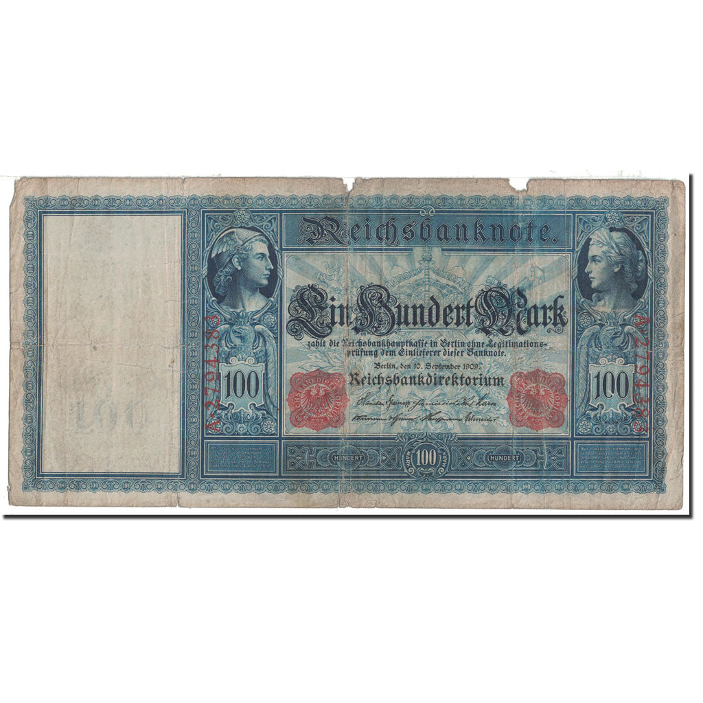 Banknote, Germany, 100 Mark, 1909, 1909-09-10, KM:38, VG(8-10)