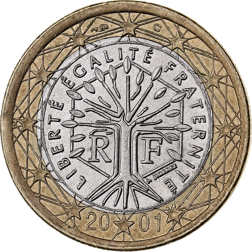 Francia, 1 Euro, 2001, Paris, Bimetálico, EBC+