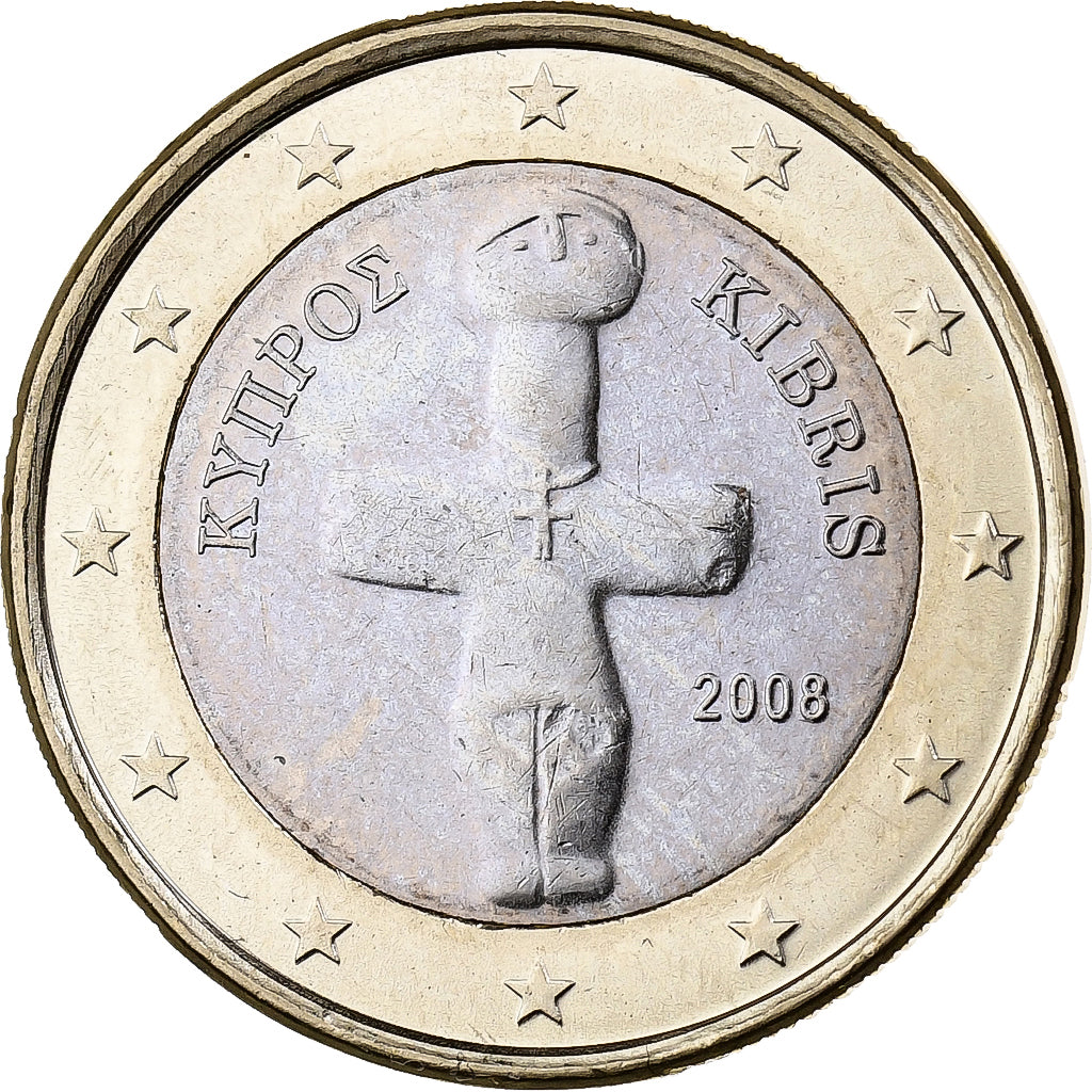 Cyprus, 1 Euro, 2008, Bi-Metallic, MS(60-62)