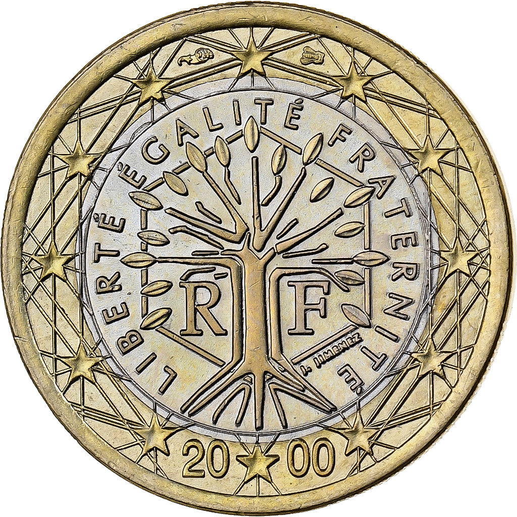França, 1 Euro, 2000, Paris, Bimetálico, MS(60-62)