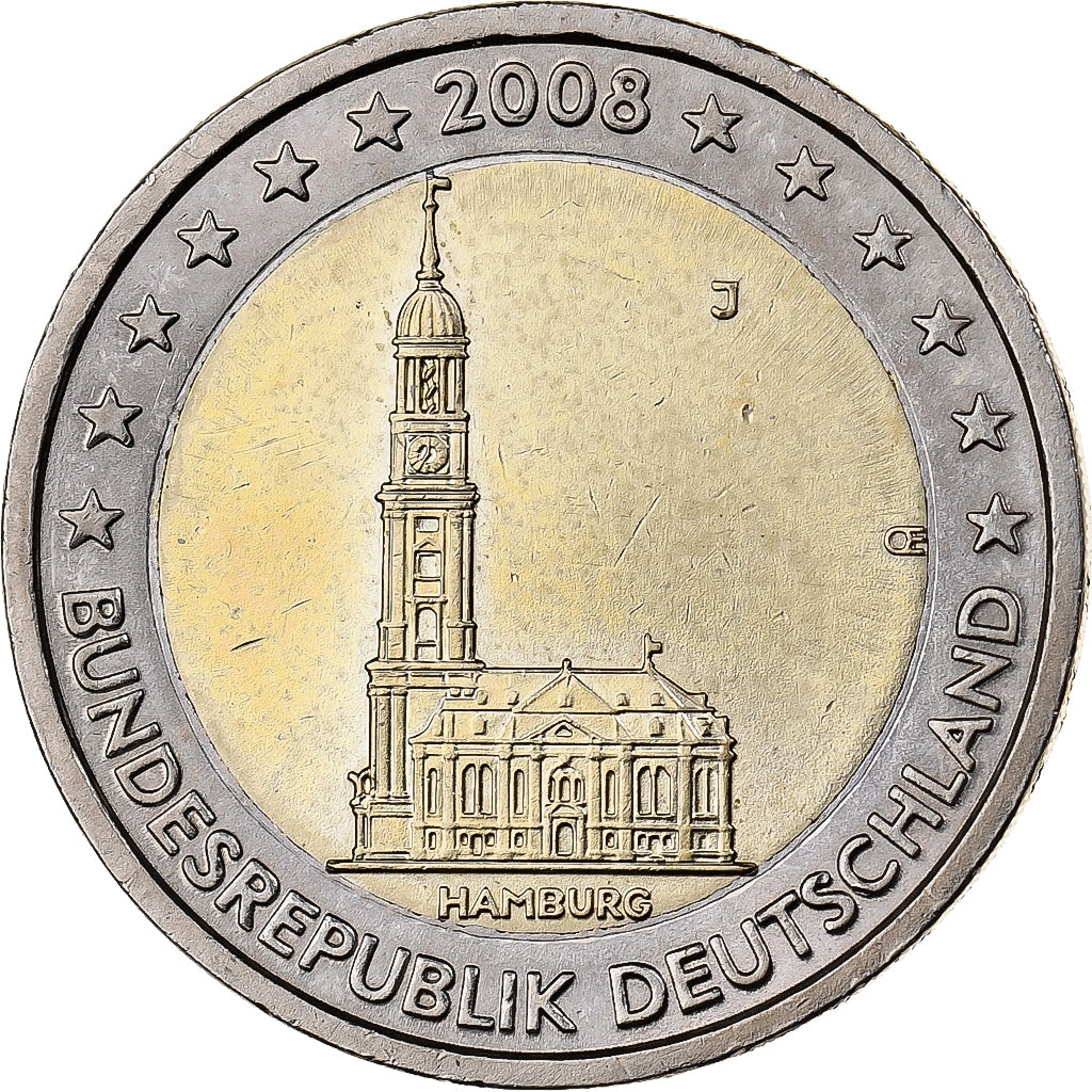 Germany, 2 Euro, 2008, Hambourg, Bi-Metallic, MS(60-62)