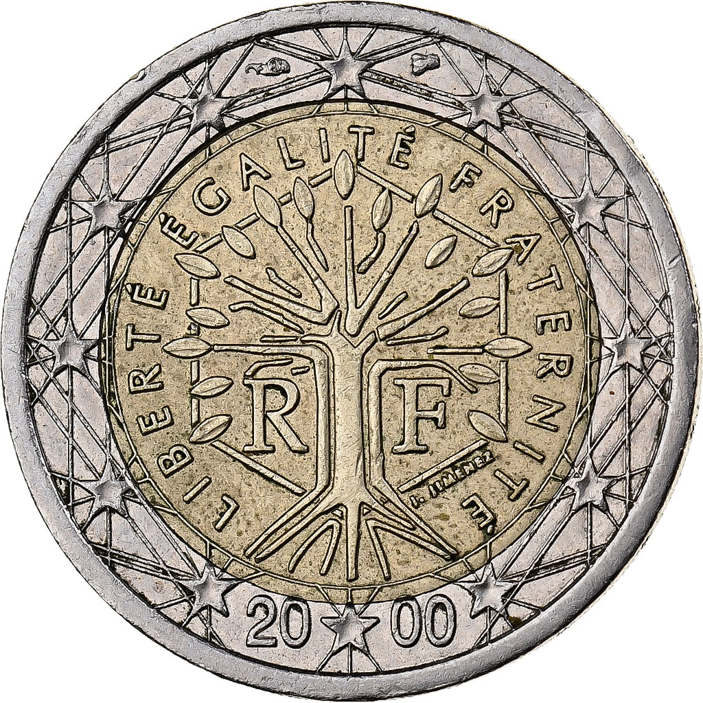 France, 2 Euro, 2000, Paris, Bi-Metallic, MS(60-62)