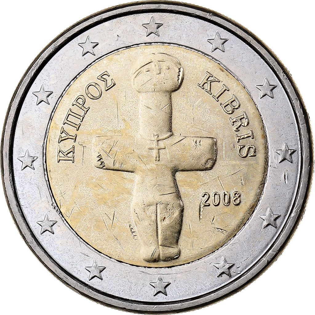 Cyprus, 2 Euro, 2008, Athens, Bi-Metallic, MS(60-62)