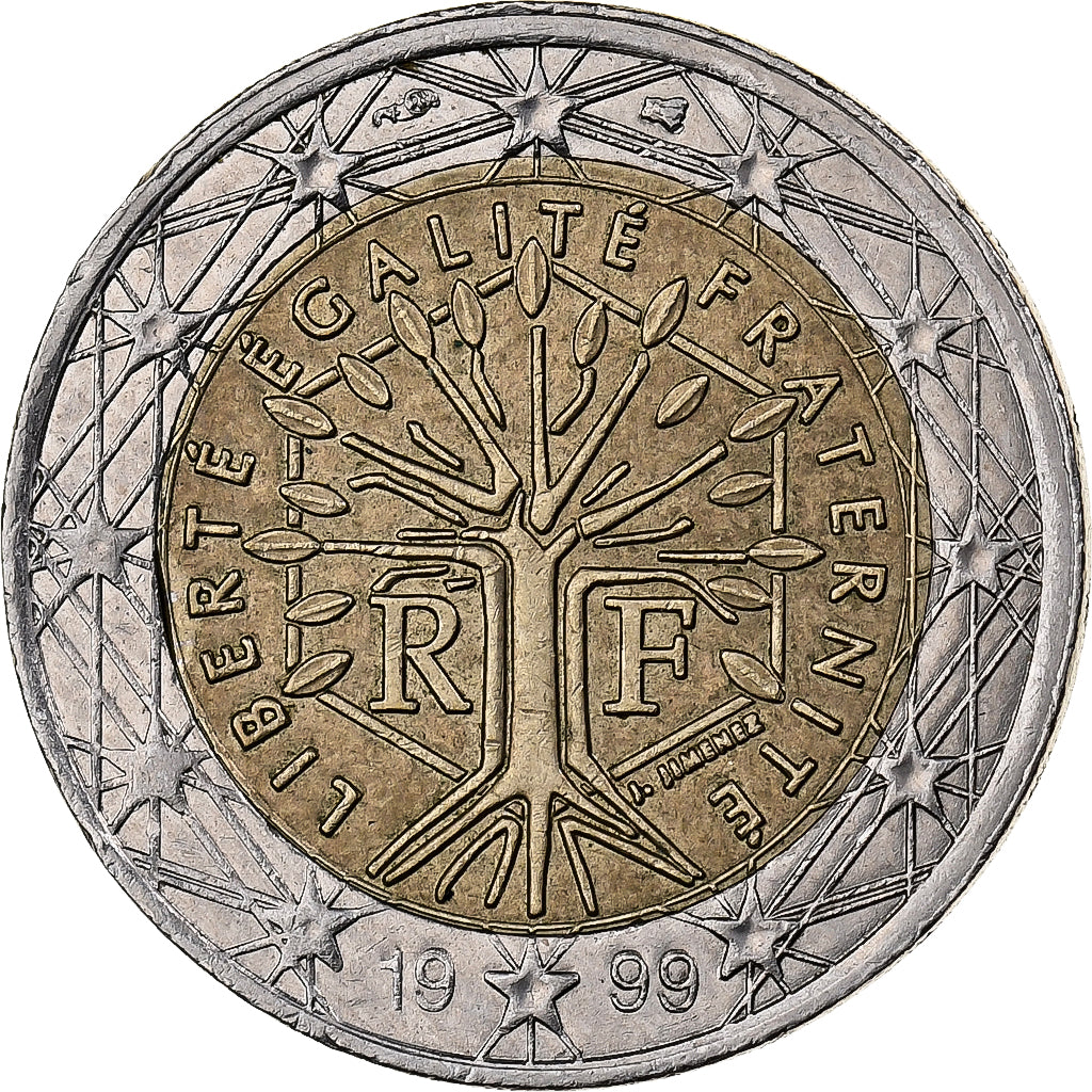 France, 2 Euro, 1999, Paris, Bi-Metallic, MS(60-62)