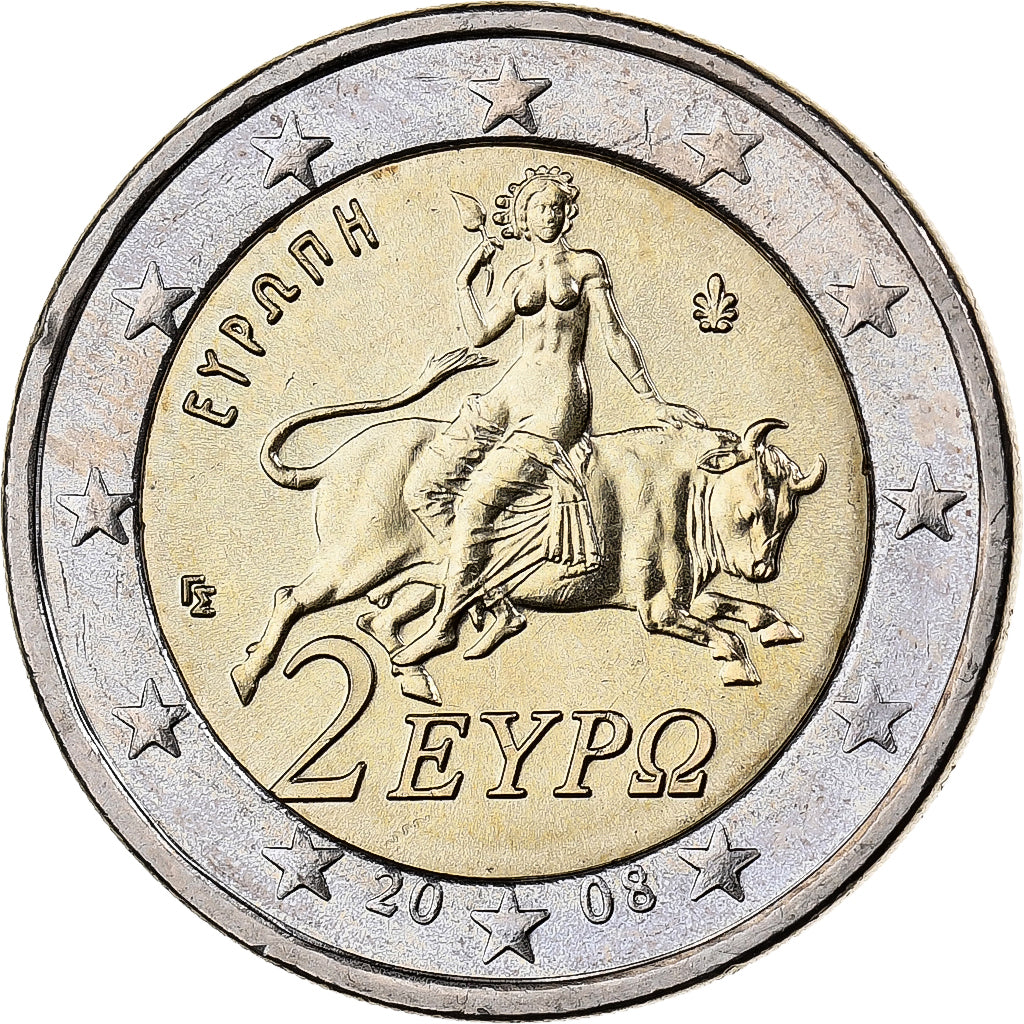 Grecia, 2 Euro, 2008, Athens, Bimetálico, EBC+