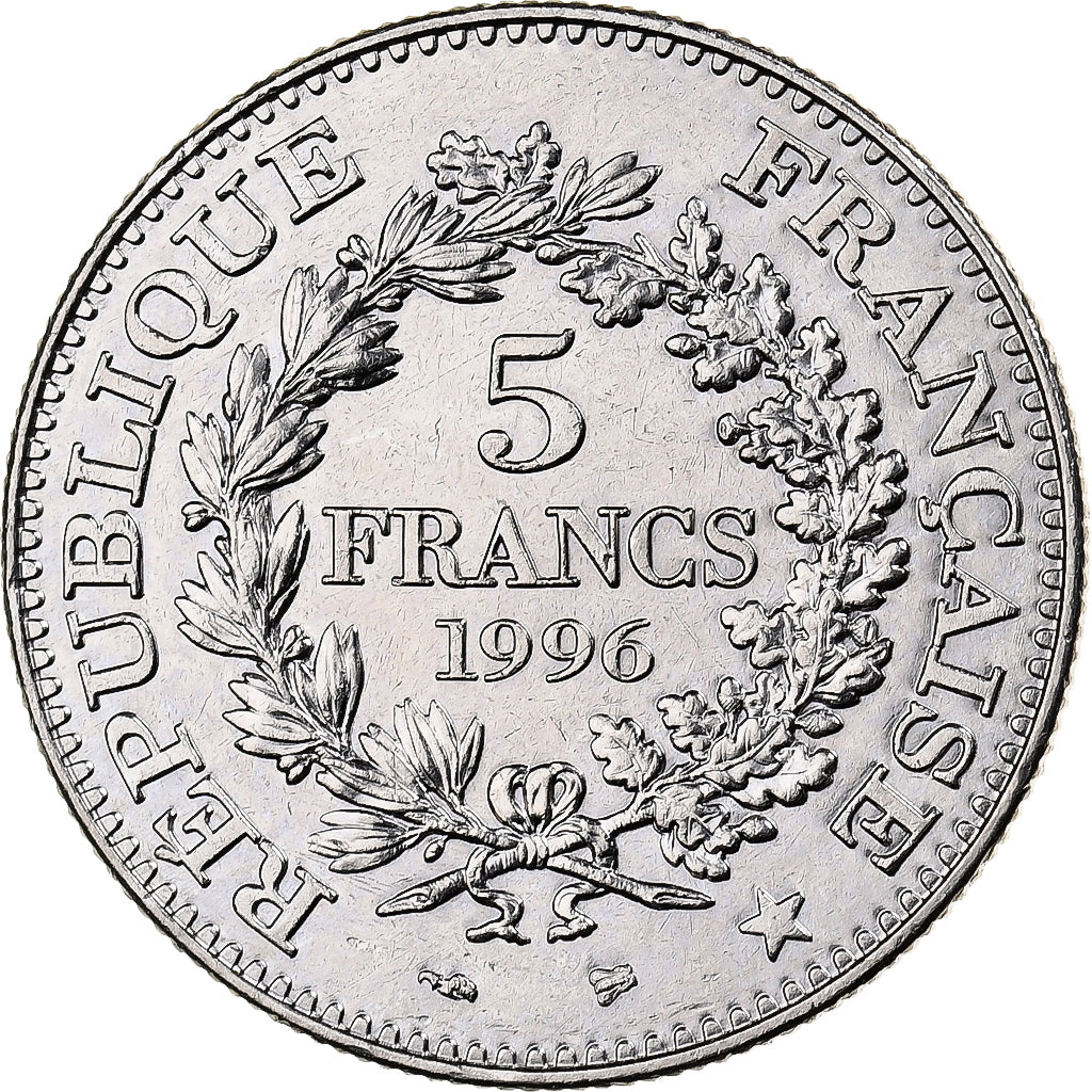 França, 5 Francs, Hercule, 1996, Paris, Níquel, AU(55-58), KM:1155