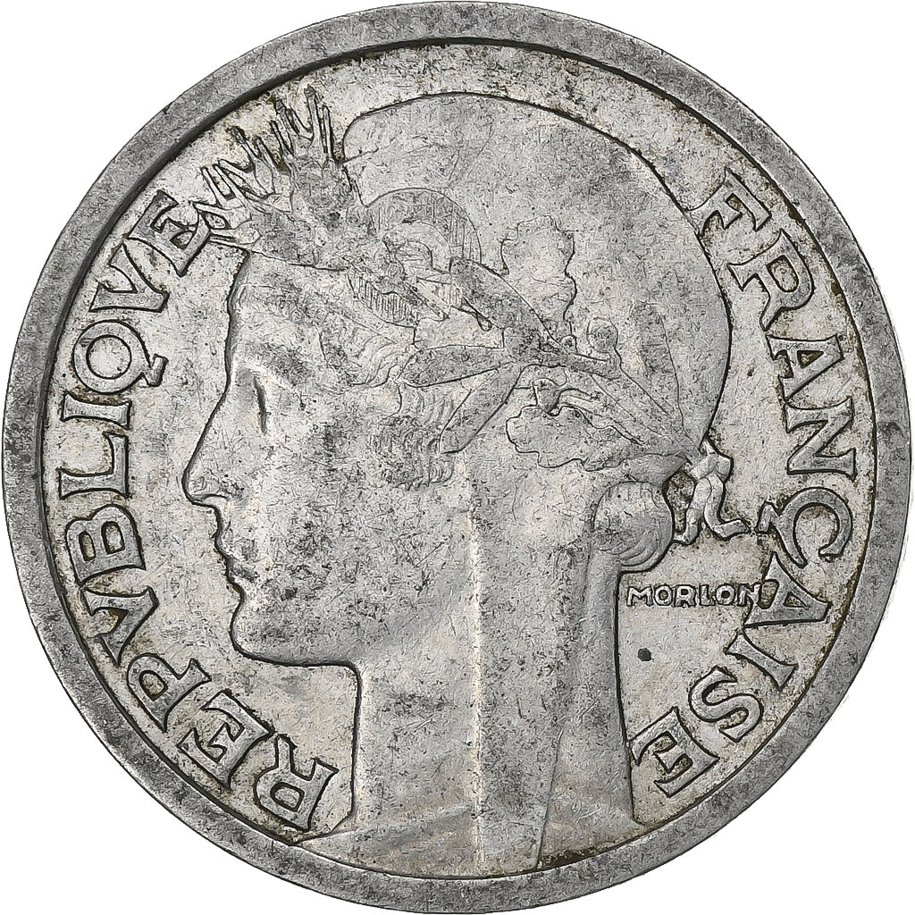 França, 2 Francs, Morlon, 1945, Paris, Alumínio, EF(40-45), KM:886a.1