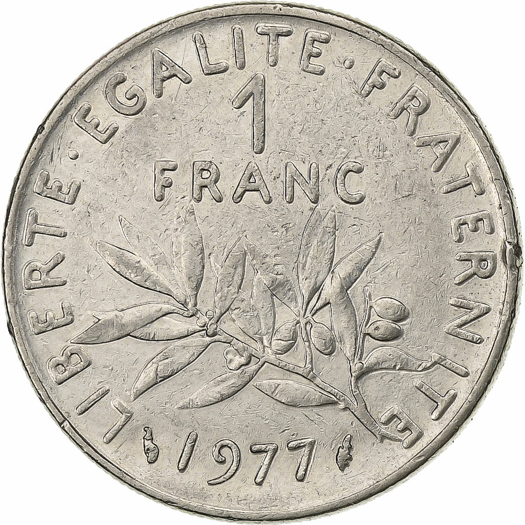 Francja, Franc, Semeuse, 1977, Paris, Nikiel, AU(50-53), KM:925.1