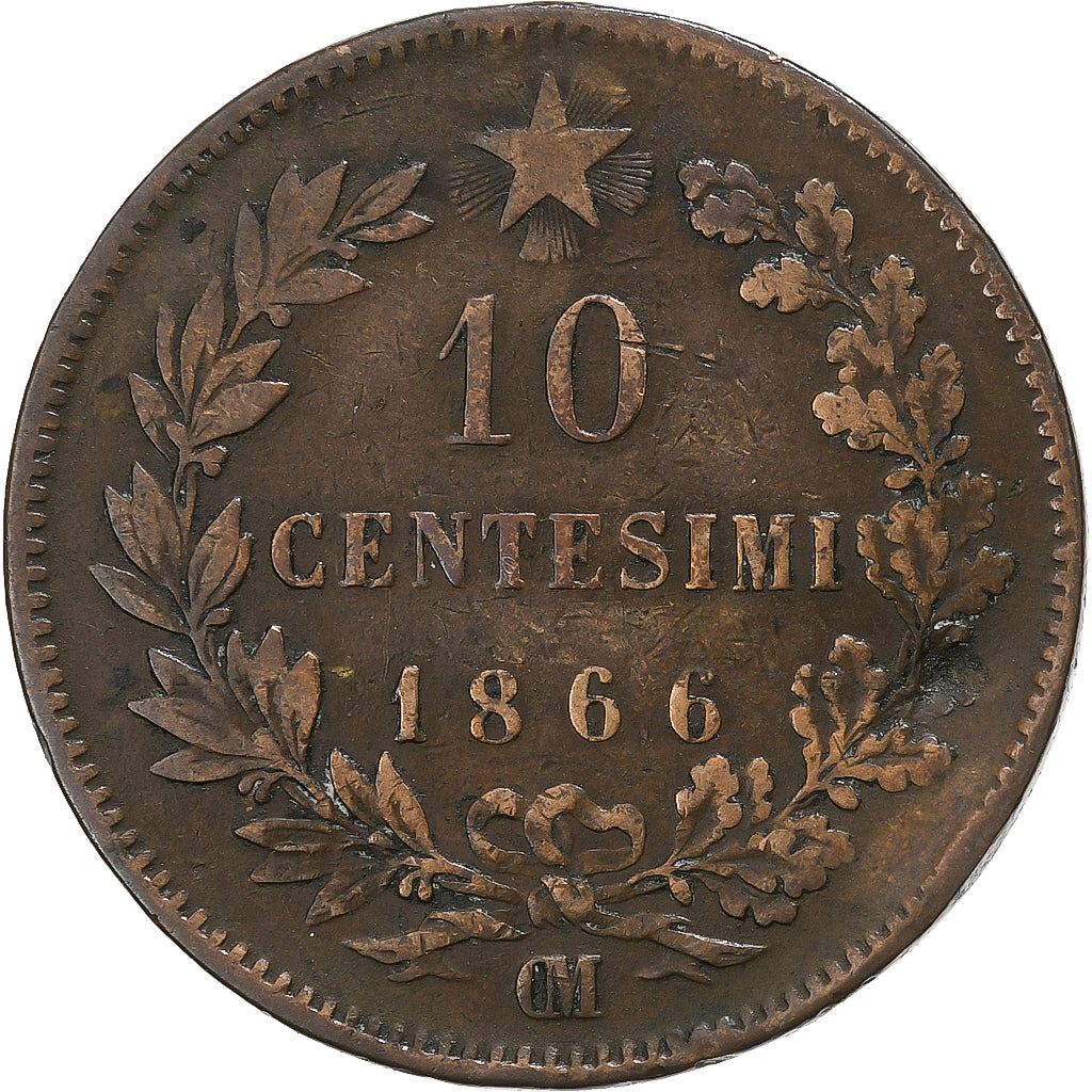 Italië, Vittorio Emanuele II, 10 Centesimi, 1866, Strasbourg, Koper, FR