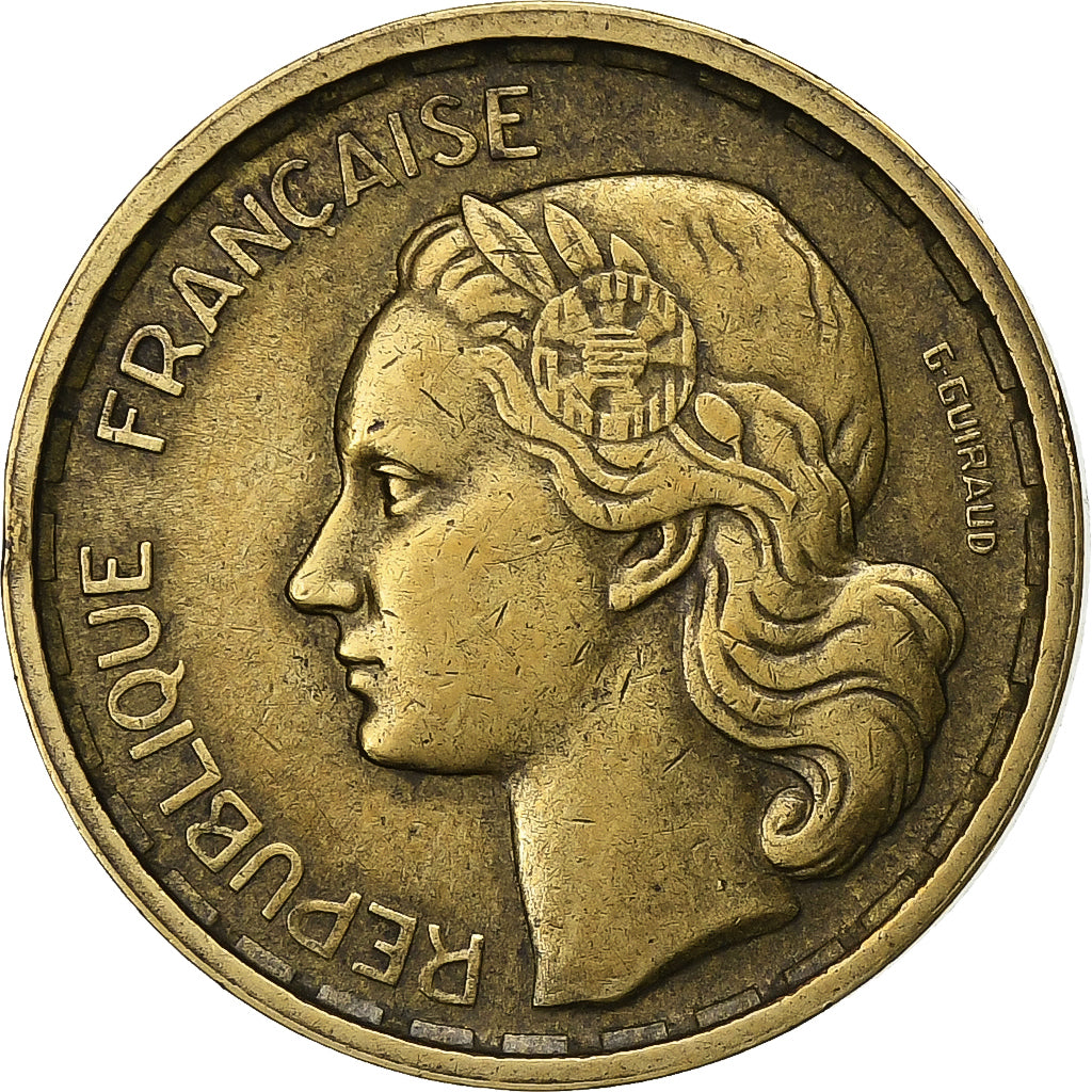 Francja, 10 Francs, Guiraud, 1950, Beaumont le Roger, Aluminium-Brąz
