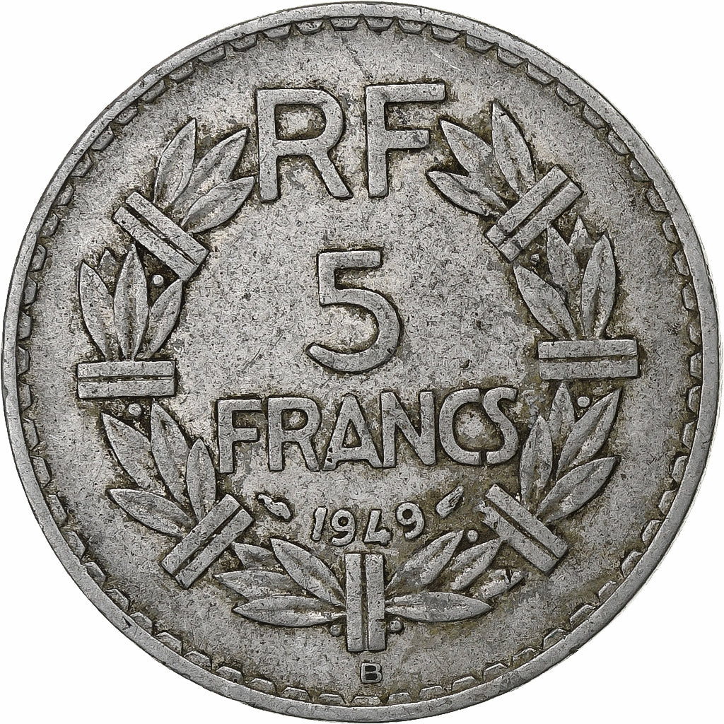 França, 5 Francs, Lavrillier, 1949, Beaumont - Le Roger, Alumínio, EF(40-45)