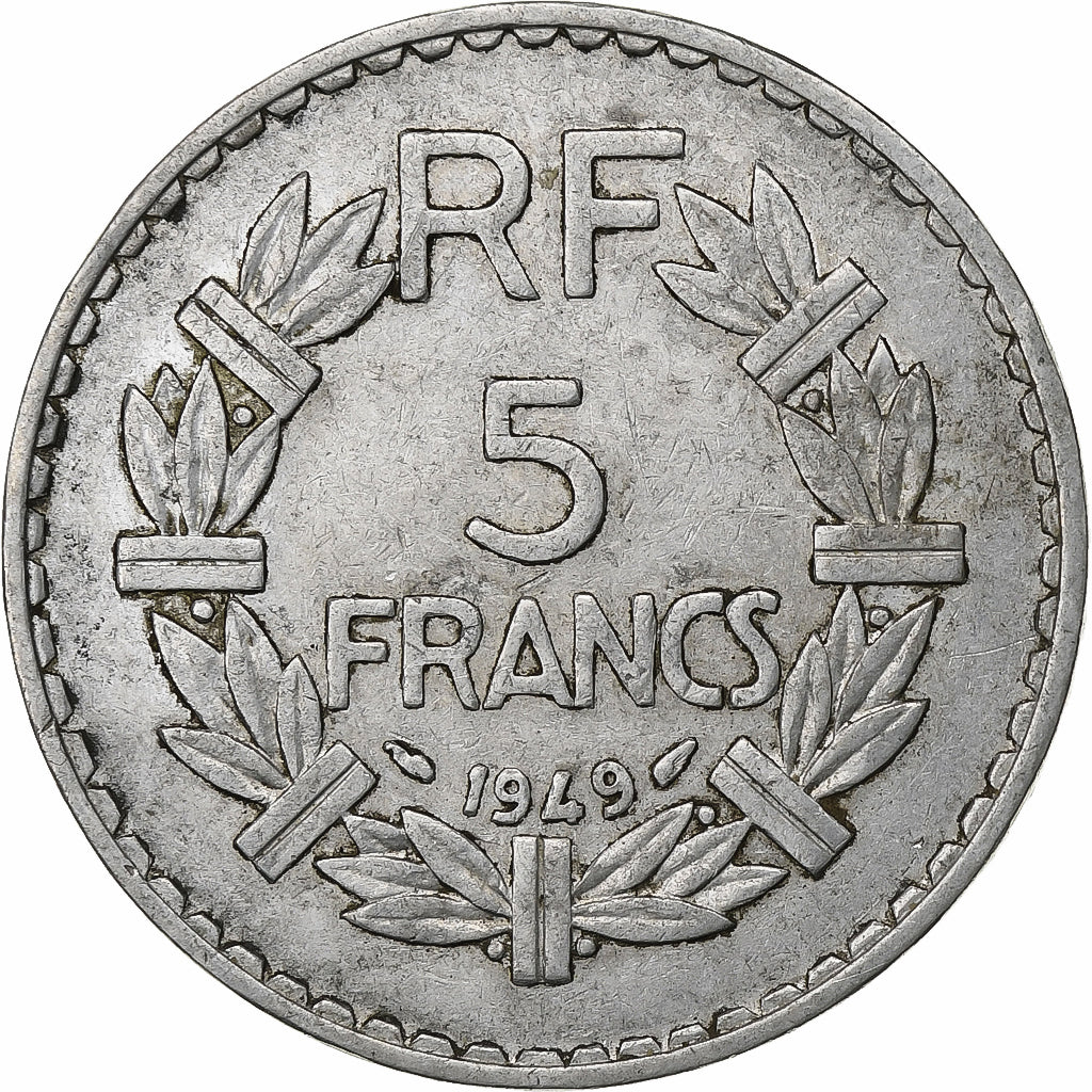 França, 5 Francs, Lavrillier, 1949, Paris, Alumínio, EF(40-45), Gadoury:766a