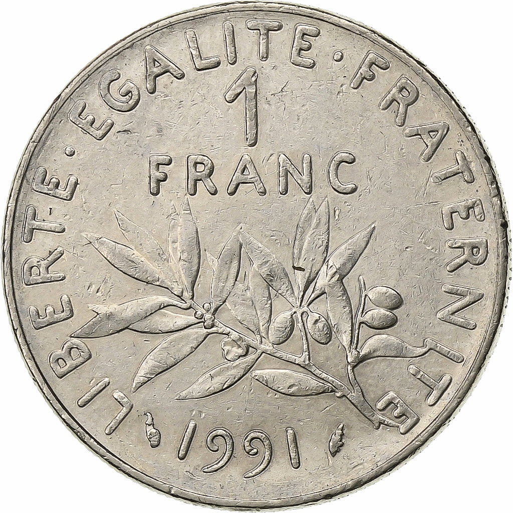 Francia, Franc, Semeuse, 1991, Paris, Nichel, BB+, Gadoury:474, KM:925.1