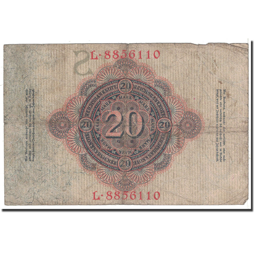 Banknote, Germany, 20 Mark, 1914, 1914-02-19, KM:46b, VF(20-25)