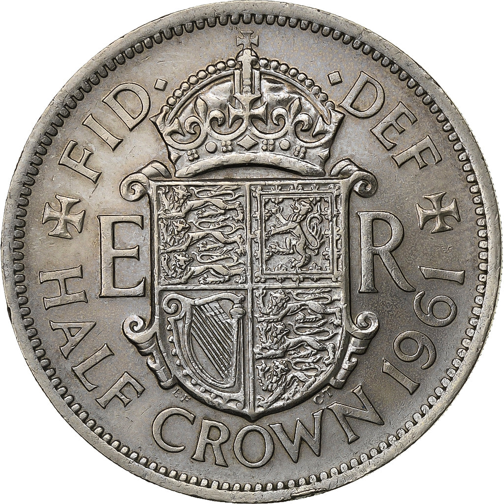 Groot Bretagne, Elizabeth II, 1/2 Crown, 1961, Cupro-nikkel, ZF+, KM:907