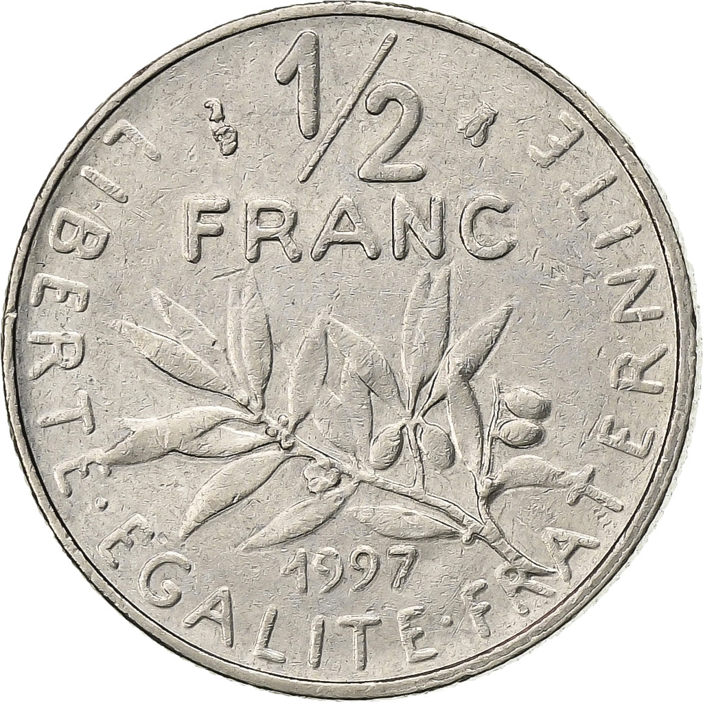 France, 1/2 Franc, Semeuse, 1997, Paris, Nickel, AU(50-53), Gadoury:429