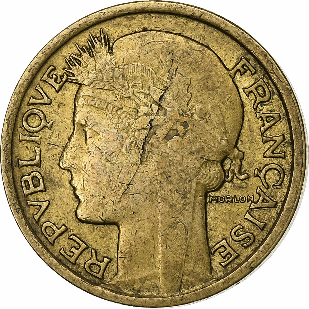 France, 50 Centimes, Morlon, 1939, Brussels, Aluminum-Bronze, EF(40-45)