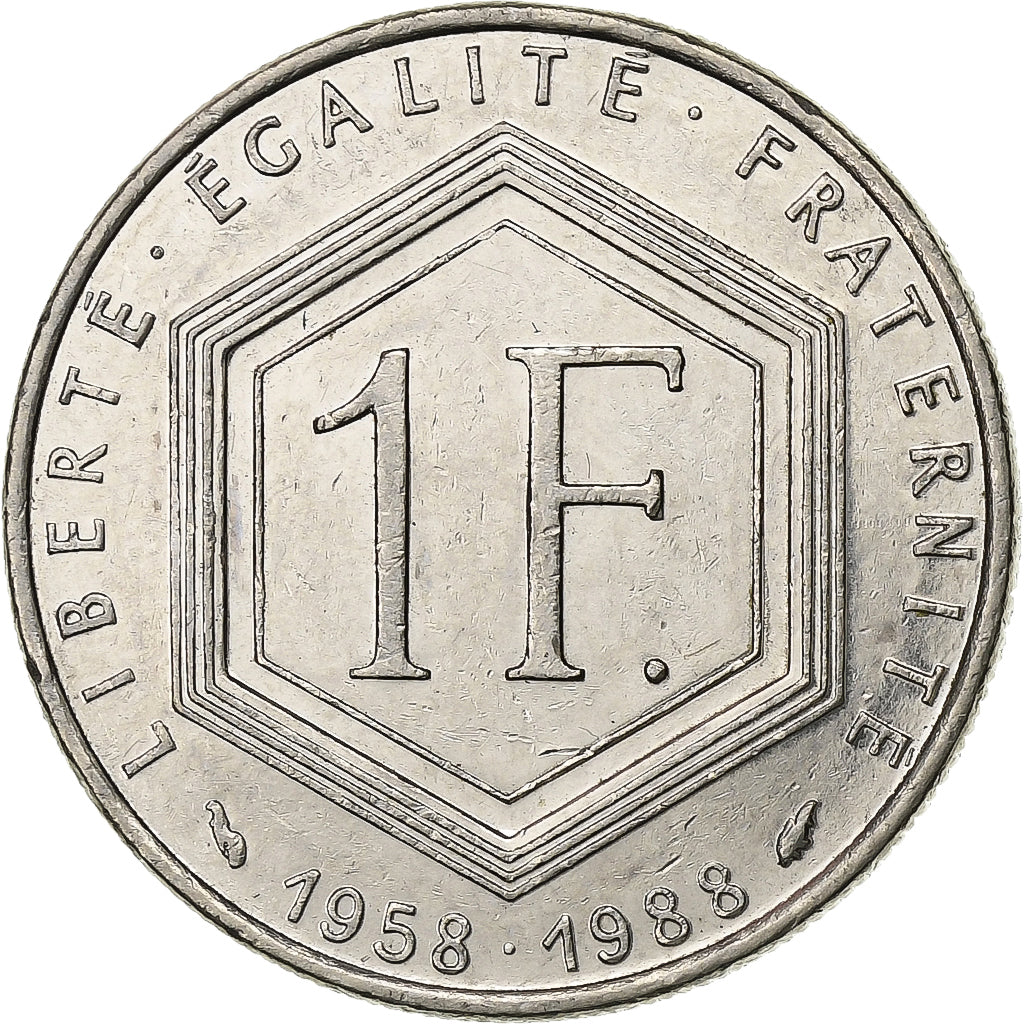 Francja, Franc, Charles de Gaulle, 1988, Paris, Nikiel, EF(40-45), Gadoury:475