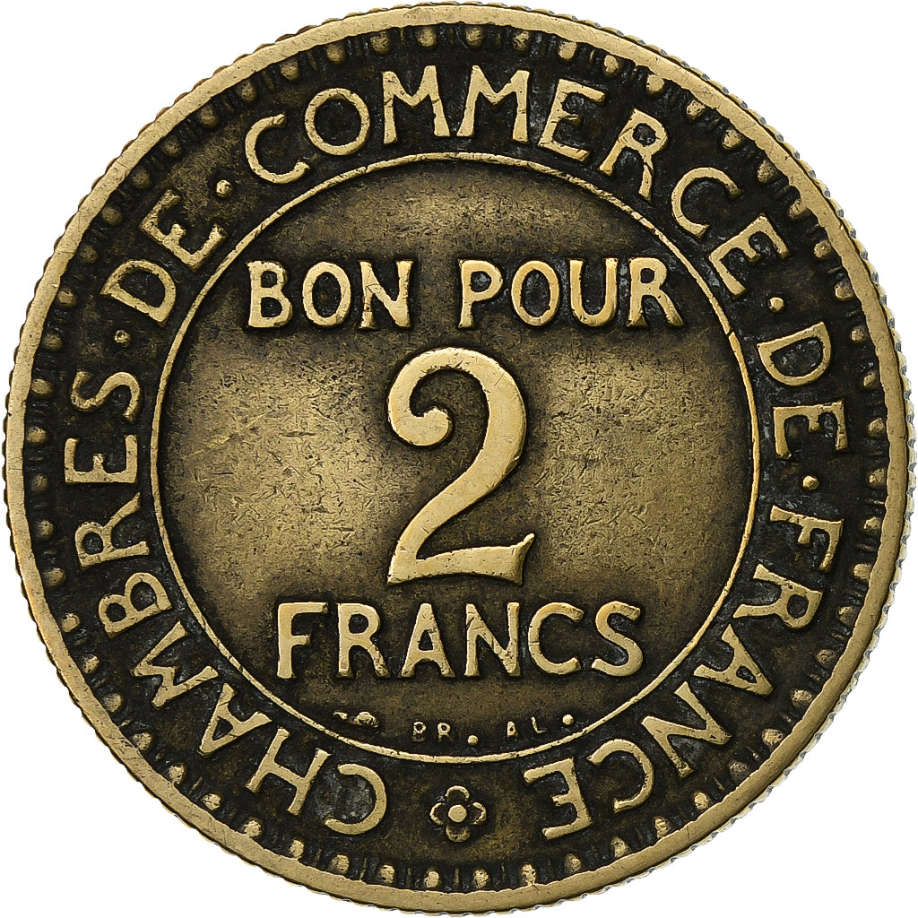 France, 2 Francs, Chambre de commerce, 1922, Paris, Aluminum-Bronze, EF(40-45)