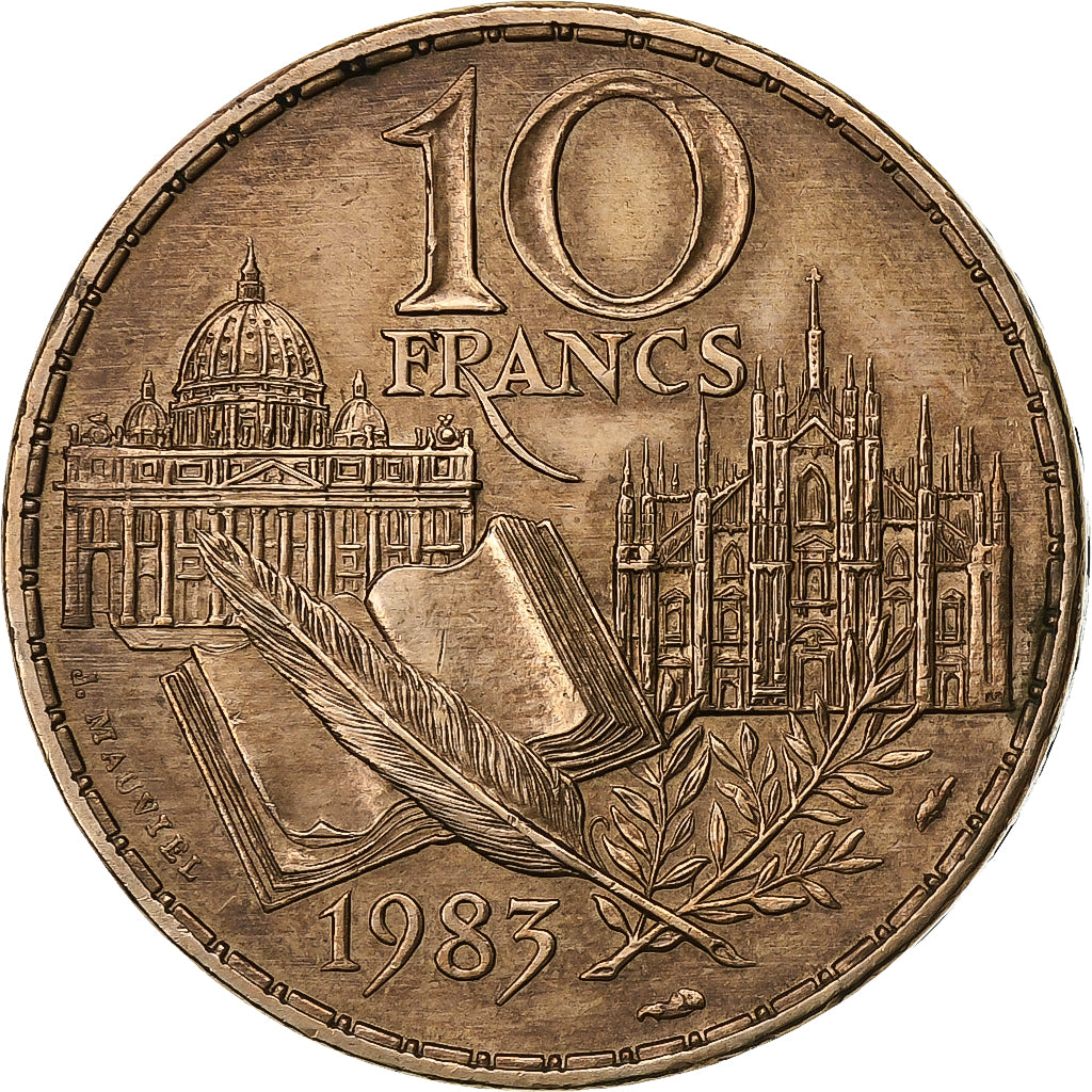 France, 10 Francs, Stendhal, 1983, Paris, Nickel-Bronze, MS(60-62), Gadoury:817