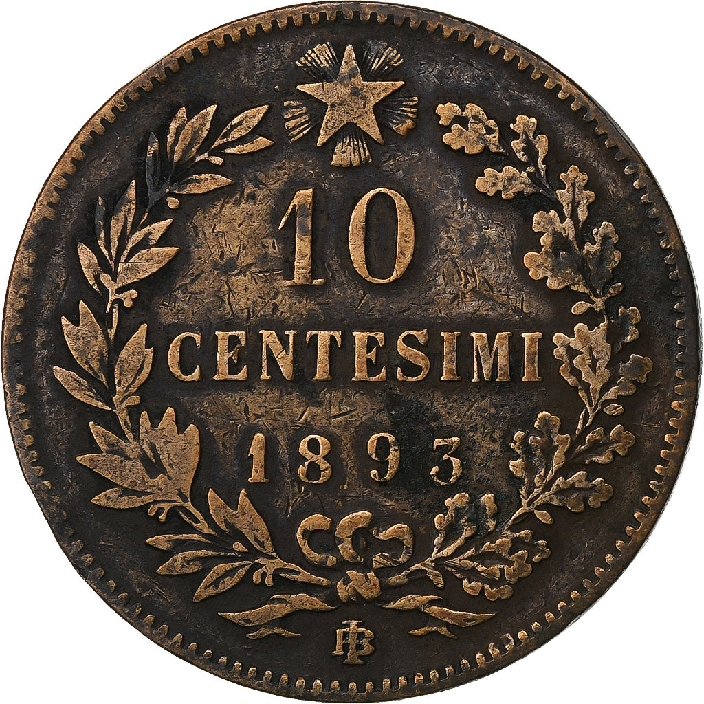 Italy, Umberto I, 10 Centesimi, 1893, Rome, Copper, F(12-15), KM:27.2