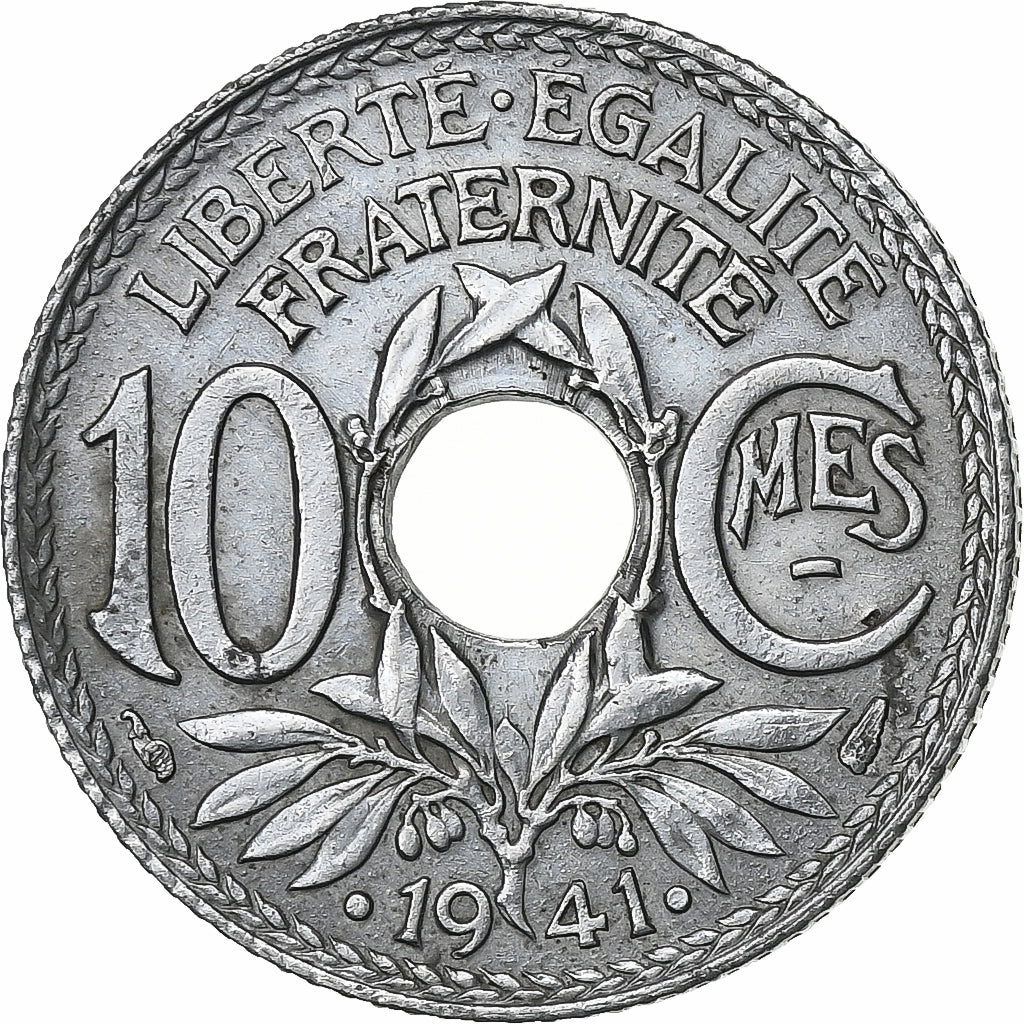 France, 10 Centimes, 1941, Zinc, AU(50-53), KM:895