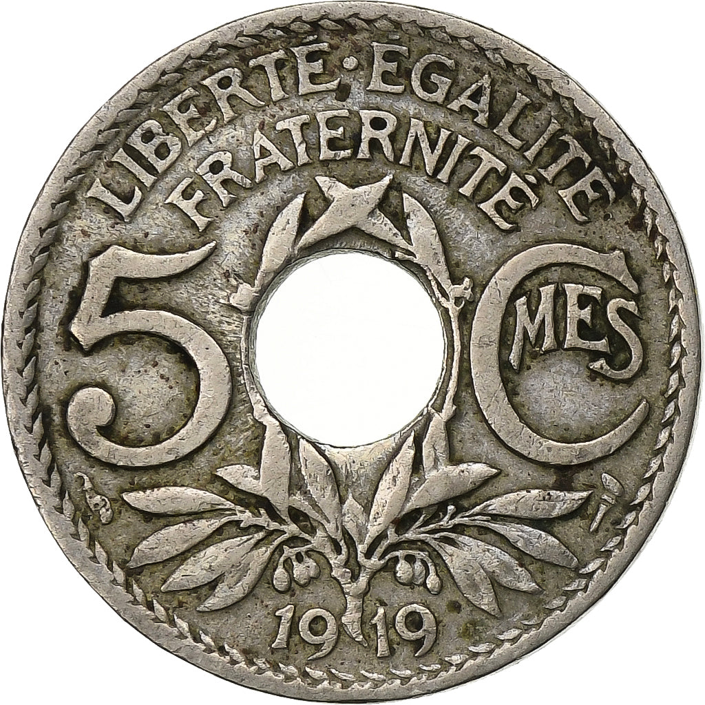 Francia, 5 Centimes, Lindauer, 1919, Paris, Rame-nichel, BB, Gadoury:169, KM:865