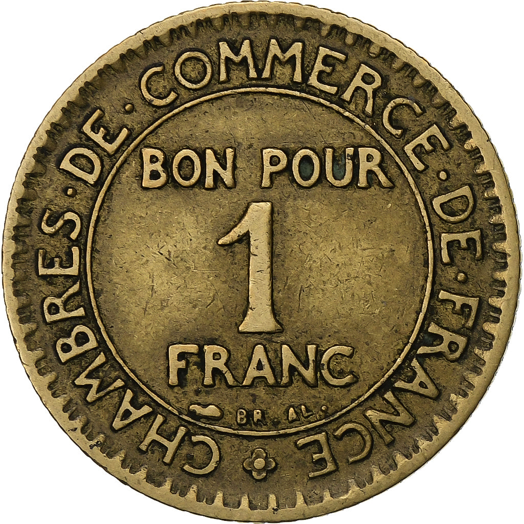 Francja, Franc, Chambre de commerce, 1927, Paris, Aluminium-Brąz, VF(30-35)