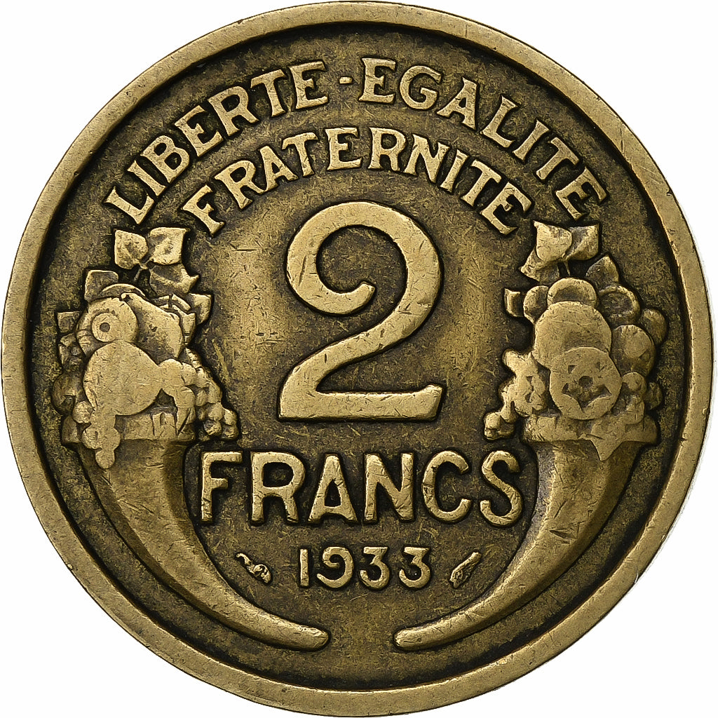 Frankreich, 2 Francs, Morlon, 1933, Paris, Aluminum-Bronze, S+, Gadoury:535