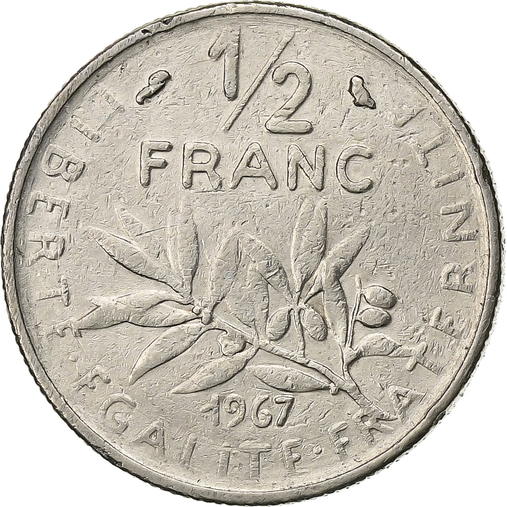 France, 1/2 Franc, Semeuse, 1967, Paris, Nickel, EF(40-45), Gadoury:429