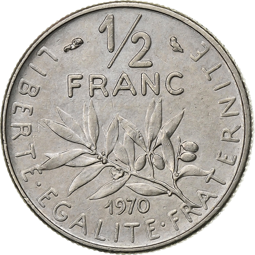 France, 1/2 Franc, Semeuse, 1970, Paris, Nickel, AU(55-58), Gadoury:429