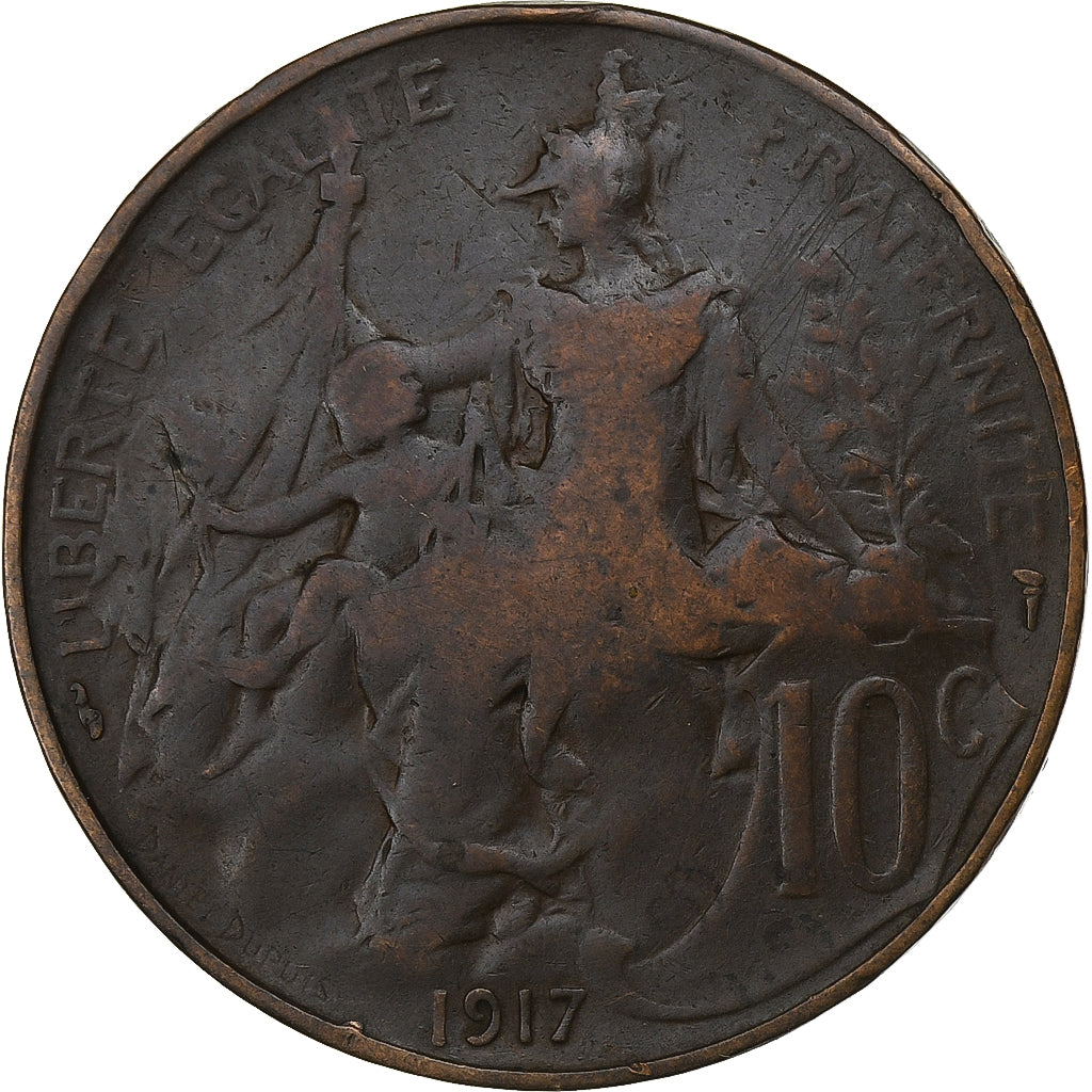 Francja, 10 Centimes, Dupuis, 1917, Paris, Brązowy, VF(20-25), Gadoury:277
