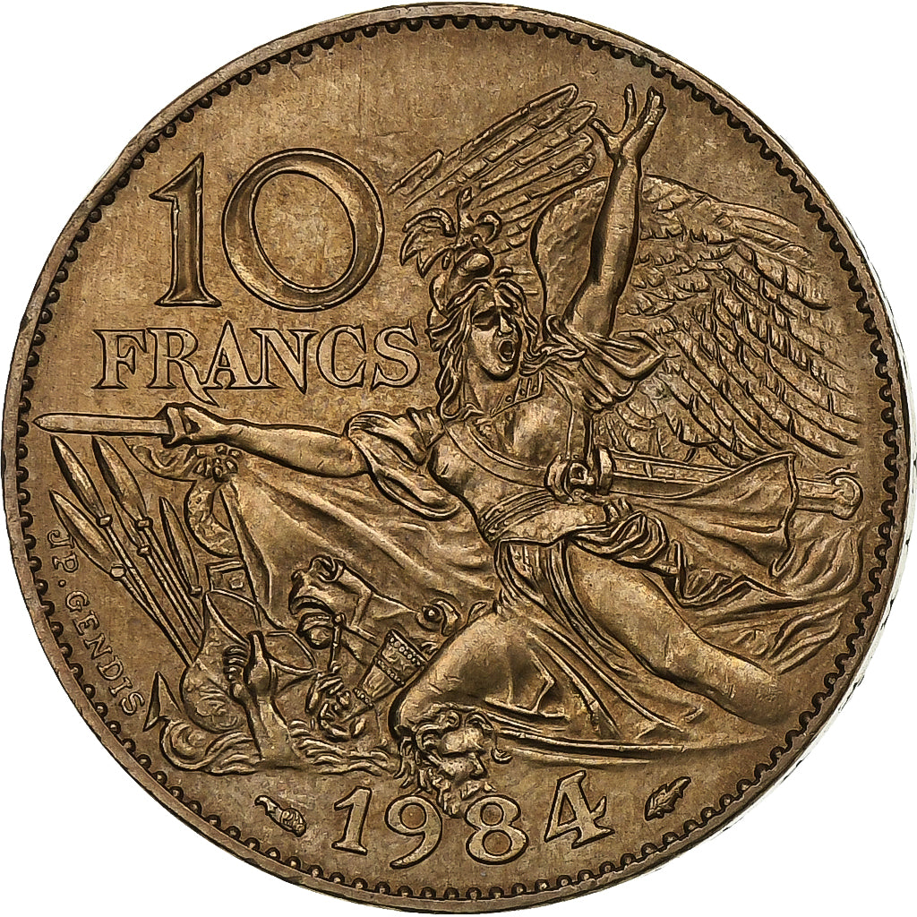 Francja, 10 Francs, François Rude, 1984, Nikiel-Brąz, MS(60-62), Gadoury:818