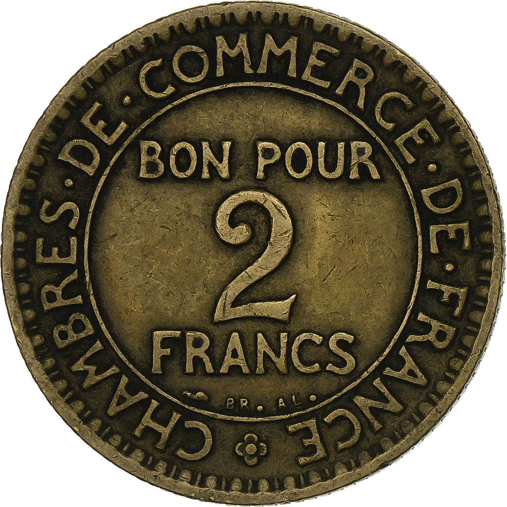 França, 2 Francs, Chambre de commerce, 1921, Paris, Alumínio-Bronze