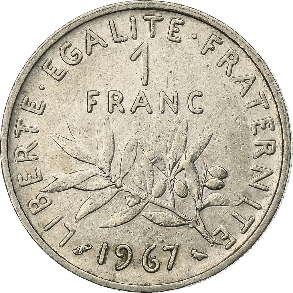 Francia, Franc, Semeuse, 1967, Paris, Níquel, MBC, Gadoury:474, KM:925.1