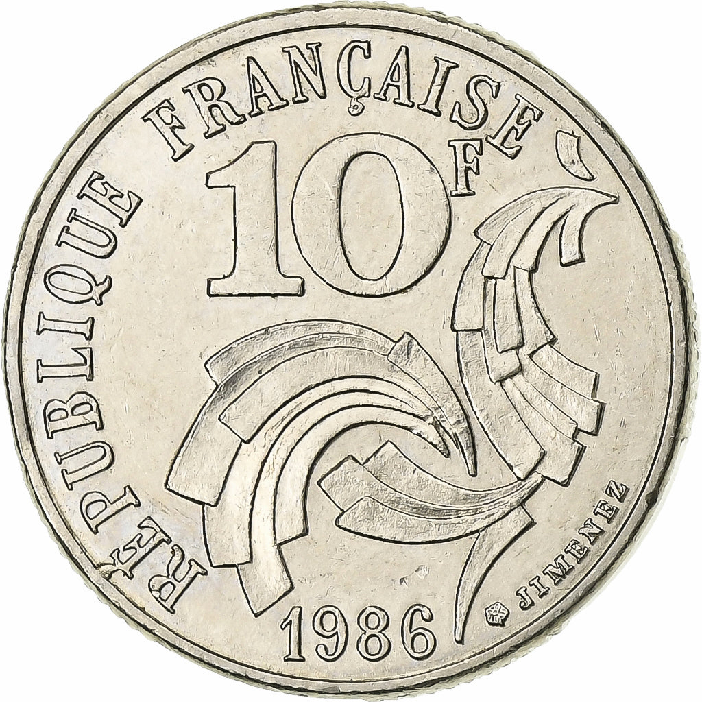 Frankreich, 10 Francs, Jimenez, 1986, Paris, Nickel, VZ, KM:959