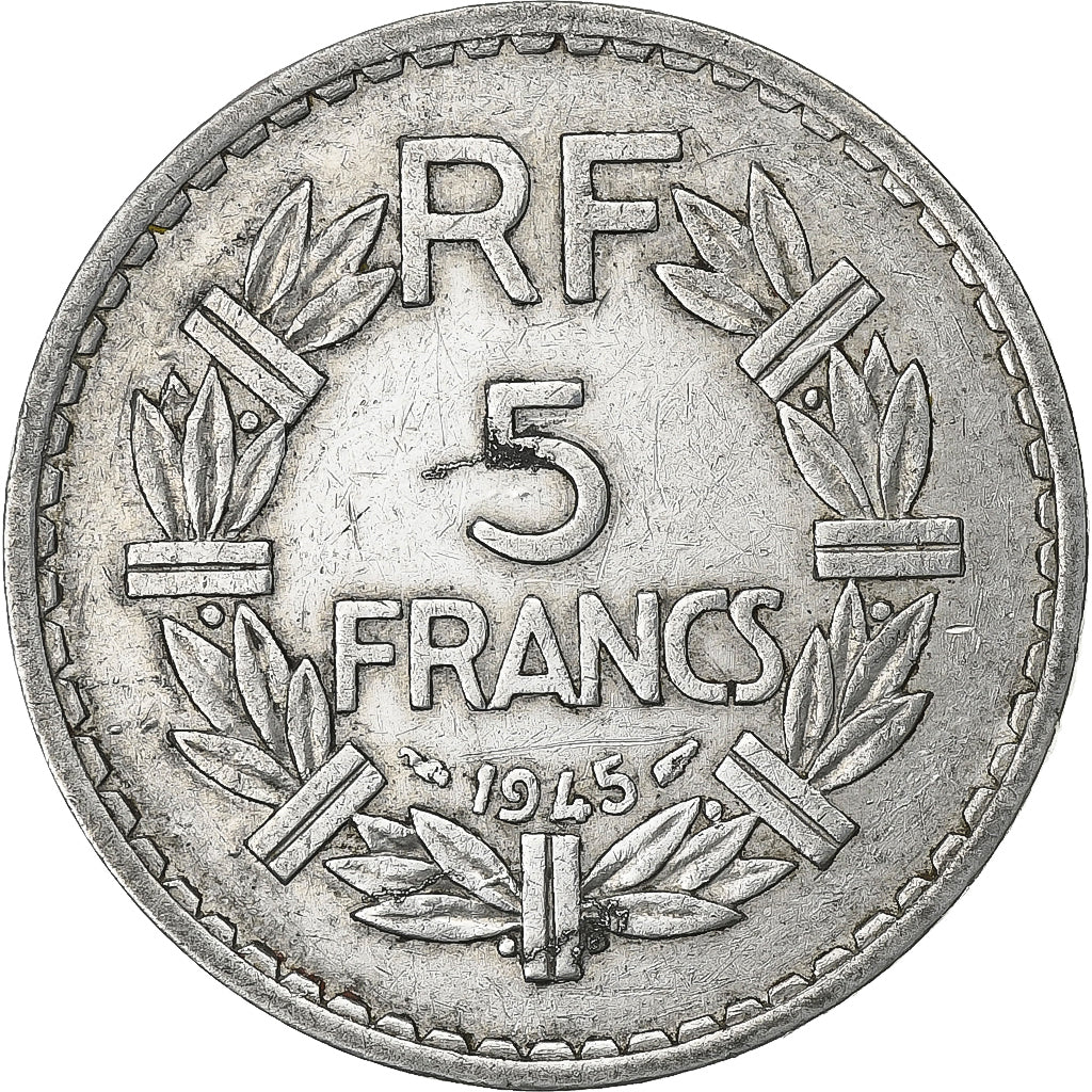 Francia, 5 Francs, 1945, Paris, Alluminio, MB, KM:888b.1