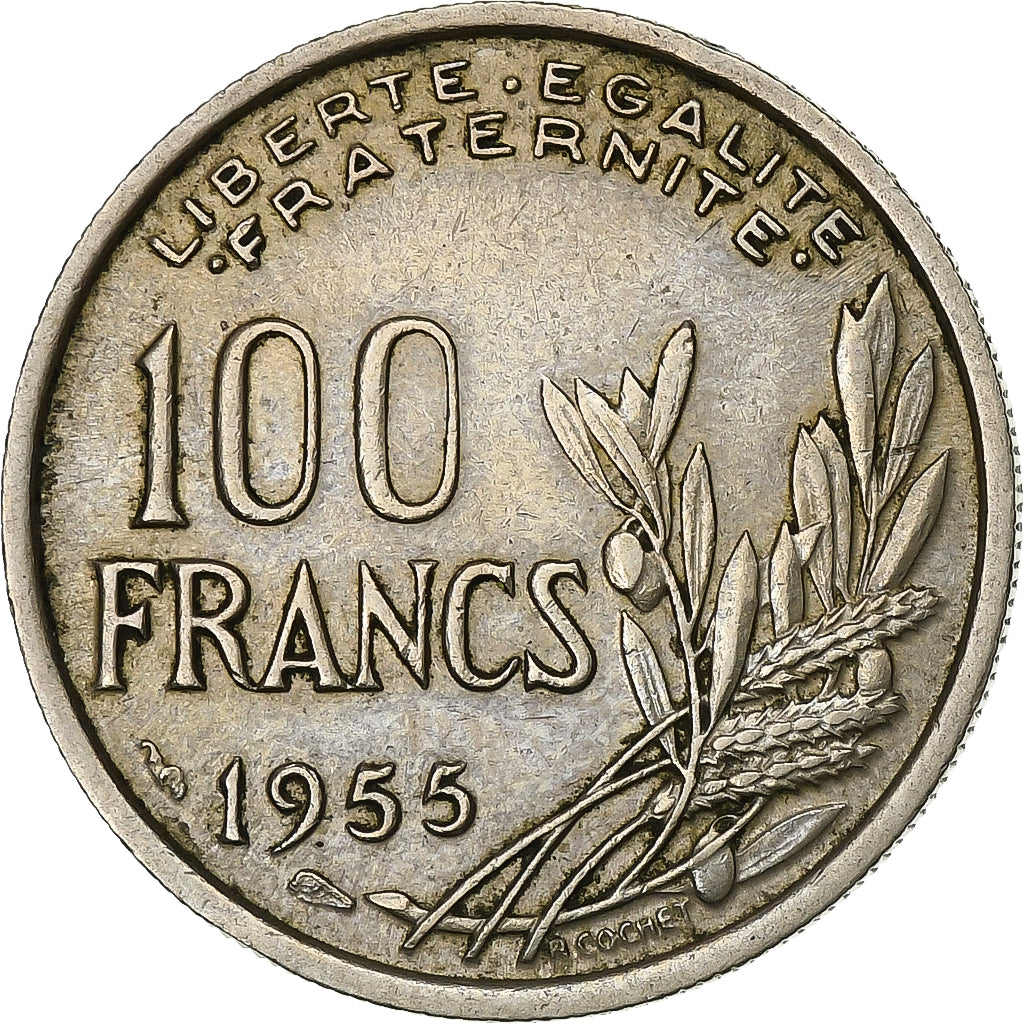 Francia, 100 Francs, Cochet, 1955, Paris, Cobre - níquel, MBC+, Gadoury:897