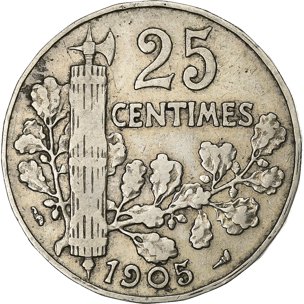Francia, 25 Centimes, Patey, 1905, Níquel, BC+, Gadoury:364, KM:856