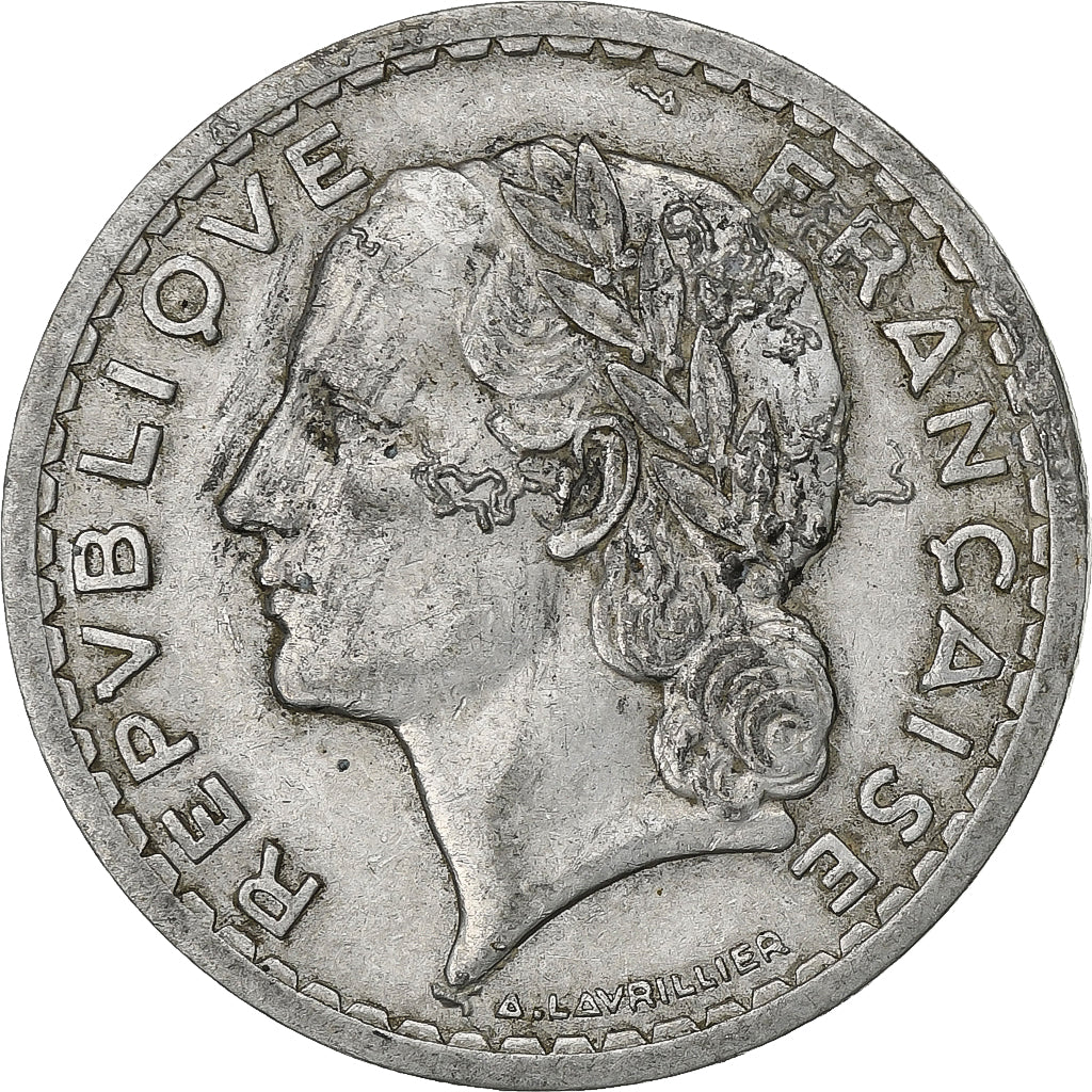 Francja, 5 Francs, Lavrillier, 1946, Paris, Aluminium, VF(30-35), KM:888b.1