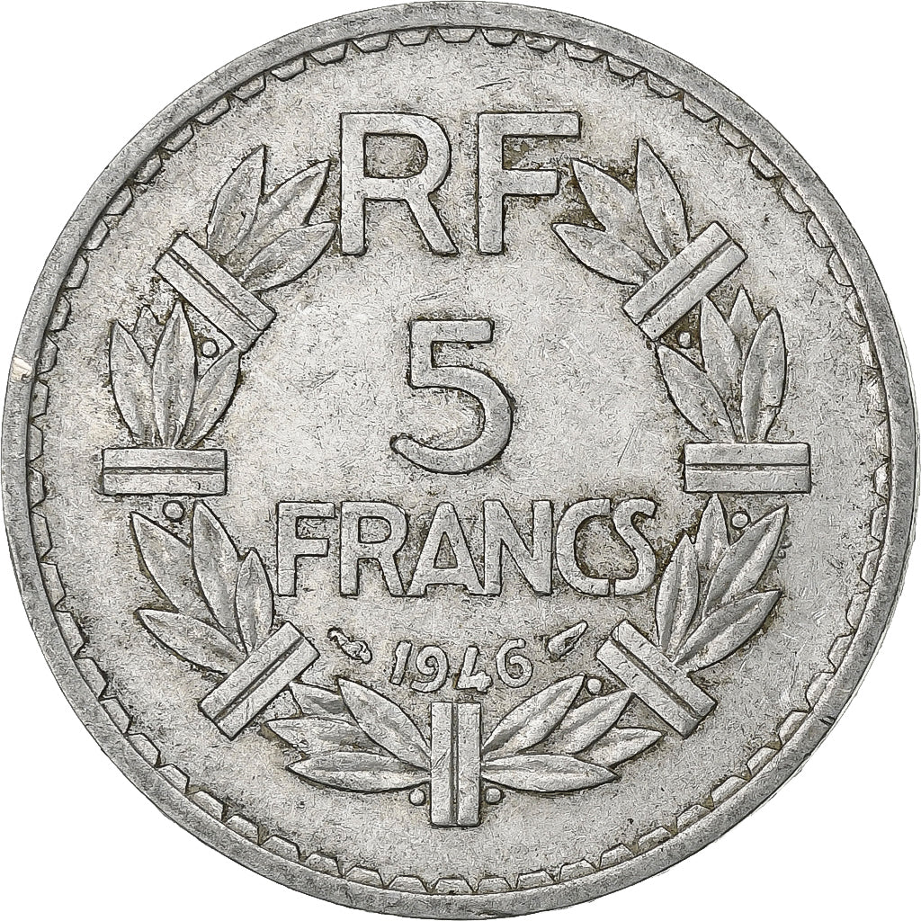 Francja, 5 Francs, Lavrillier, 1946, Paris, Aluminium, VF(30-35), KM:888b.1