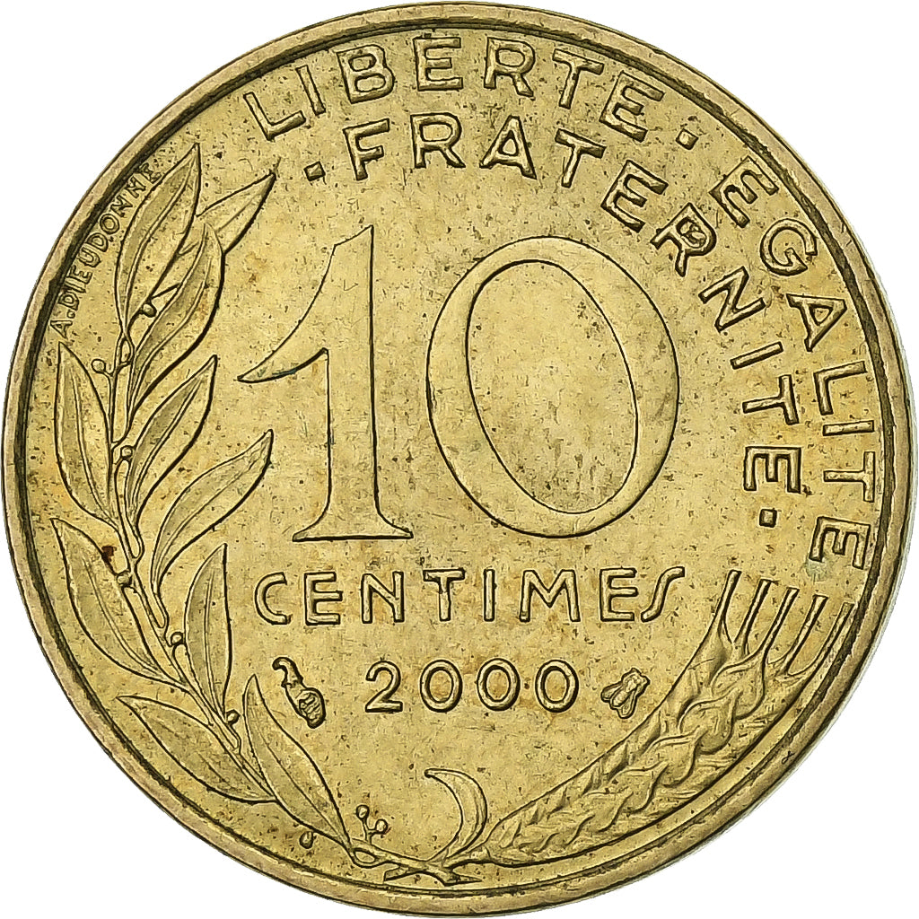 Francia, 10 Centimes, Marianne, 2000, Paris, Alluminio-bronzo, BB+, Gadoury:293