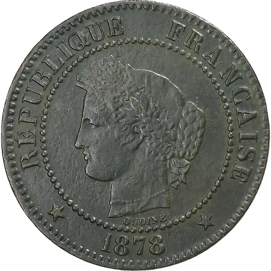 France, 2 Centimes, Cérès, 1878, Bordeaux, Bronze, TTB+, Gadoury:105, KM:827.2
