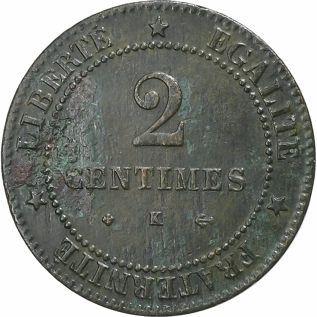 France, 2 Centimes, Cérès, 1878, Bordeaux, Bronze, TTB+, Gadoury:105, KM:827.2