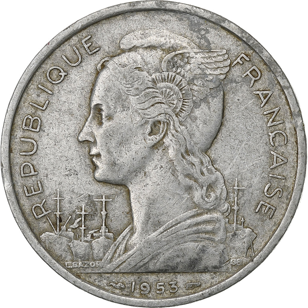Madagascar, 5 Francs, 1953, Paris, Aluminium, EF(40-45), KM:5