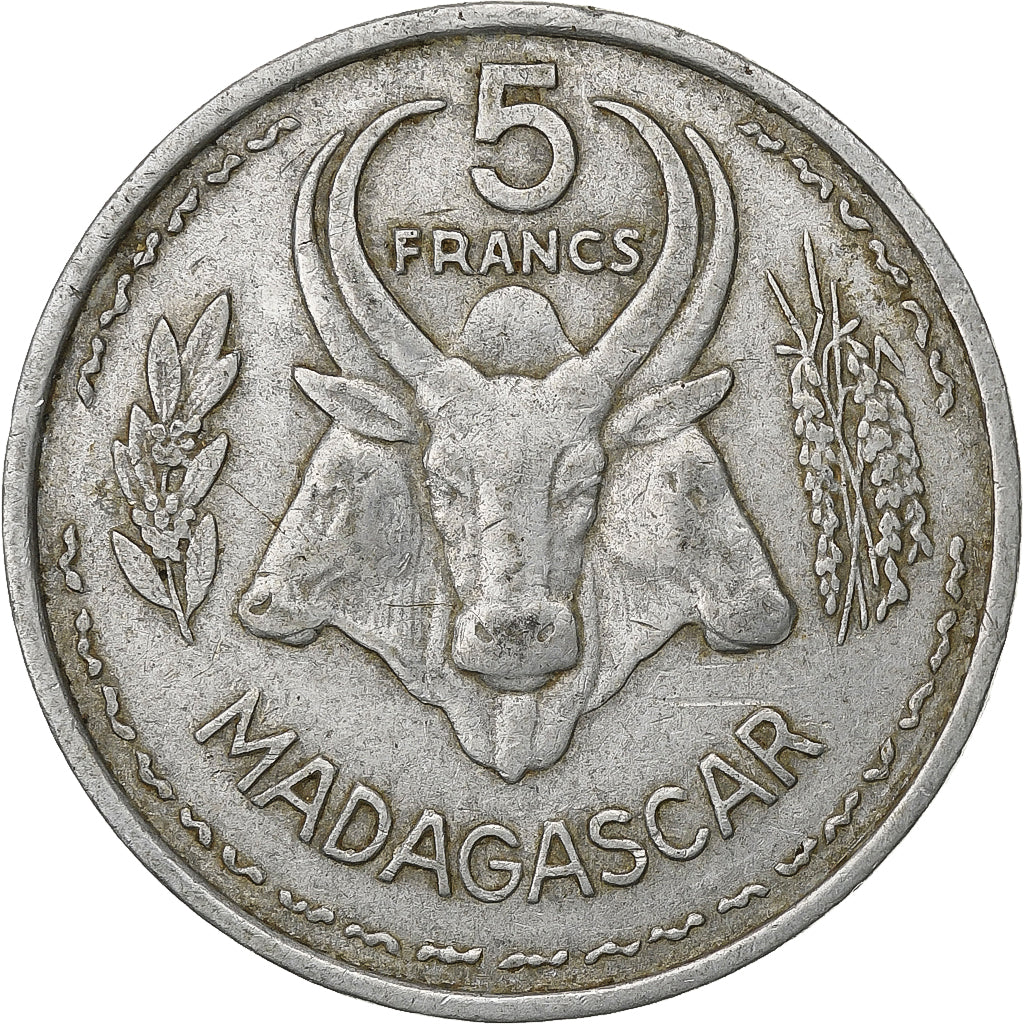 Madagascar, 5 Francs, 1953, Paris, Aluminium, EF(40-45), KM:5