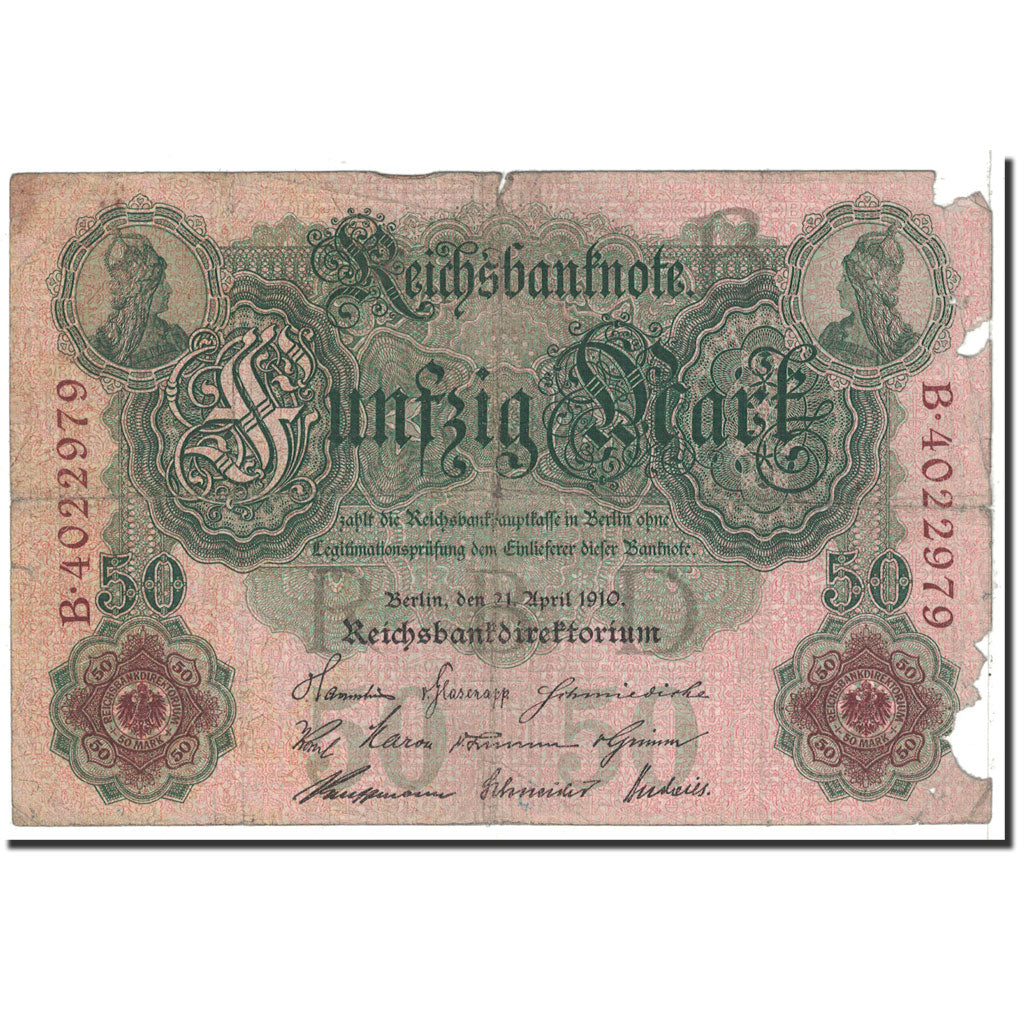 Geldschein, Deutschland, 50 Mark, 1910, 1910-04-21, KM:41, SGE