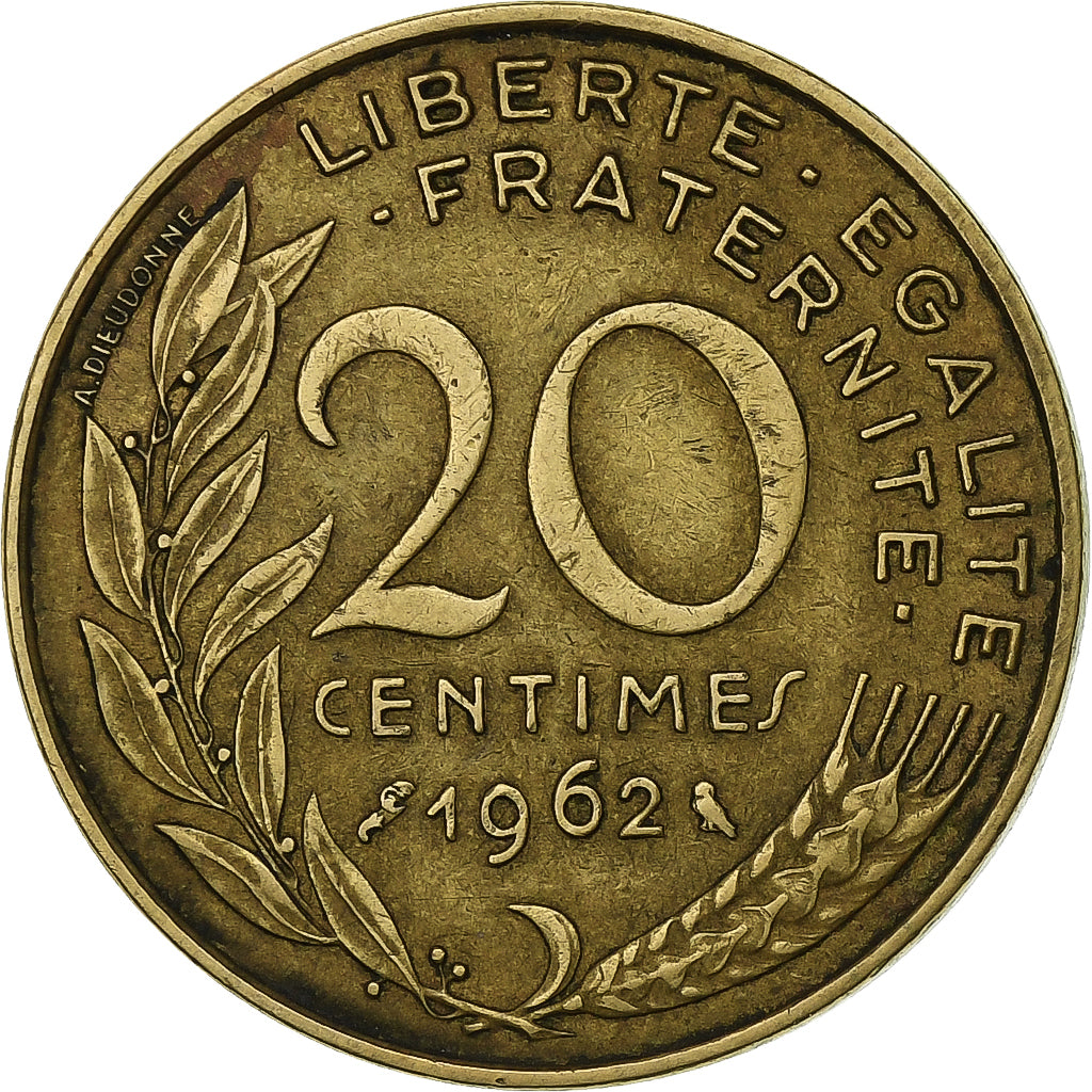 Frankrijk, 20 Centimes, Marianne, 1962, Paris, Aluminum-Bronze, ZF, Gadoury:332