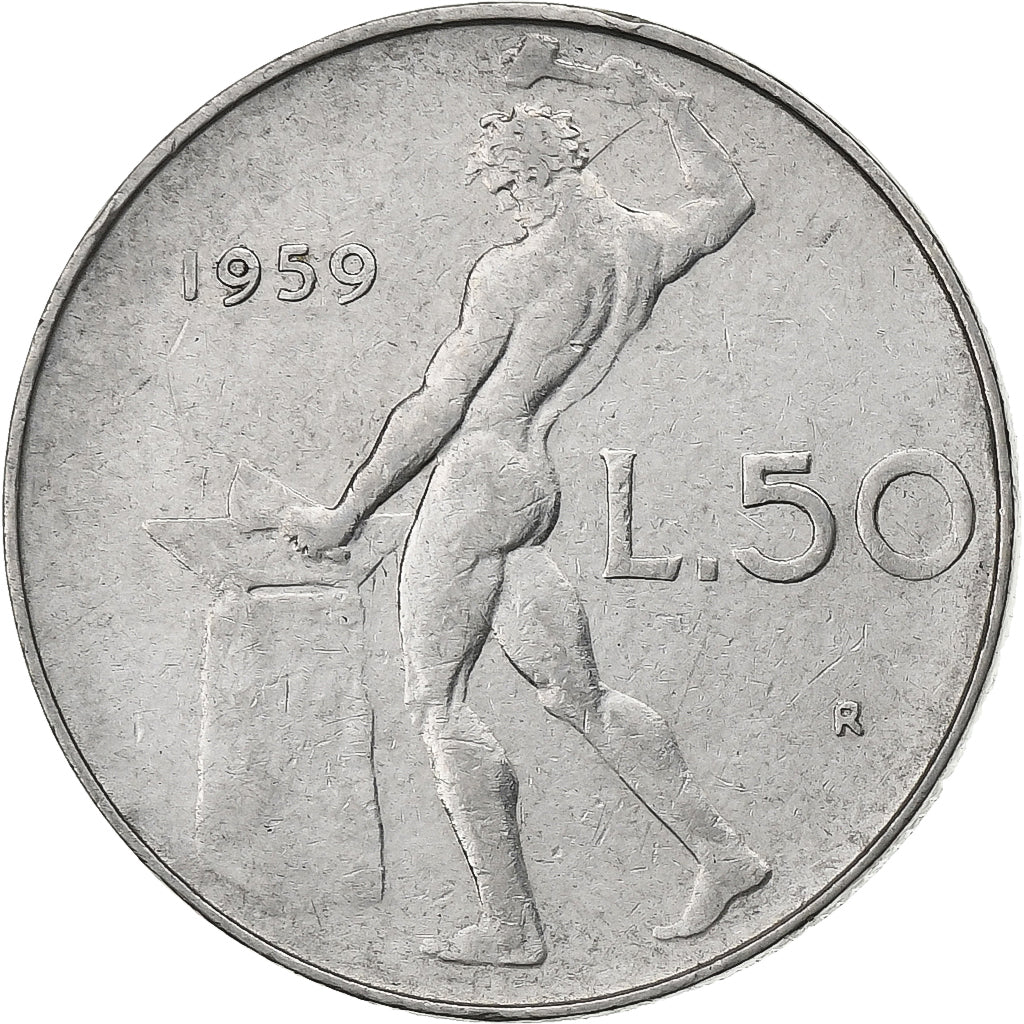 Italien, 50 Lire, 1959, Rome, Stainless Steel, S+, KM:95.1